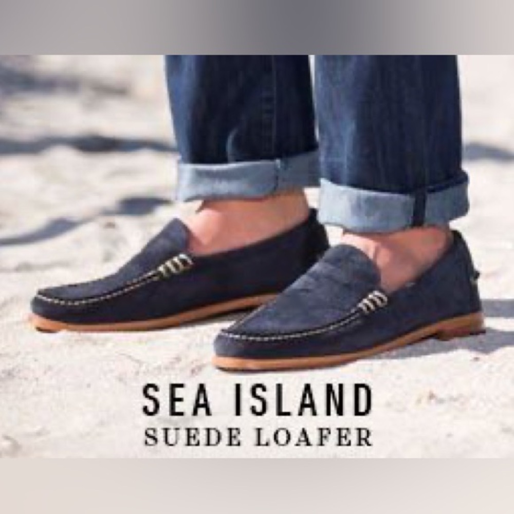 Allen Edmonds Sea Island Navy Blue Leather Penny Loafters